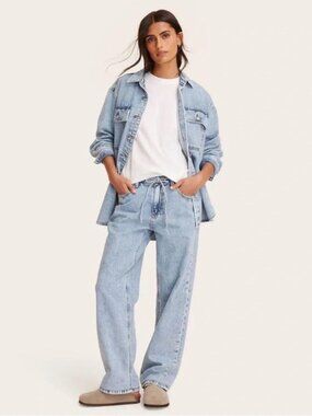 Parke x Target‎ Light Wash Womens Size 16 Mid-Rise Drawstring Baggy Jeans NEW